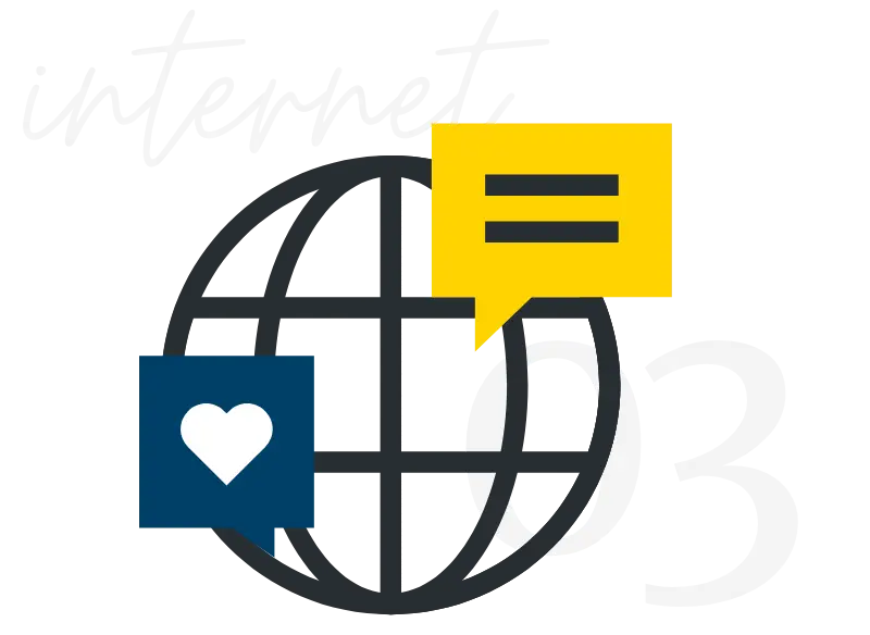 Composición decorativa con el icono del servicio de "Internet"